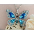 thumbnail image 2 of Sparkly Enamel Painted Crystal Rhinestone Butterfly Pendant Necklace,Blue, 2 of 5