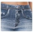 thumbnail image 5 of Women's High Waist Denim Look Jeggings, Stretchy Faux Jeans Leggings with Tummy Control, Skinny Fit Pull On Pants for Yoga Gym Workout Daily Wear Light Blue XXL, 5 of 5