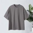 thumbnail image 5 of DPTALR Men's Casual Fashion Solid Color V-Neck Summer Short Sleeve Shirt Top,Gray,Big and Tall Men L, 5 of 5