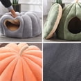 thumbnail image 3 of Pumpkin Cat Cave Bed, Enclosed Soft Faux Fur Cat House with Removable Cushion, Warm Cozy Pet Bed for Indoor Cats, 20x20x16 Inches, 3 of 4