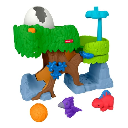 Fisher-Price Little People Dinosaur Hatch & Slide Playset Toddler Toy with 2 Figures