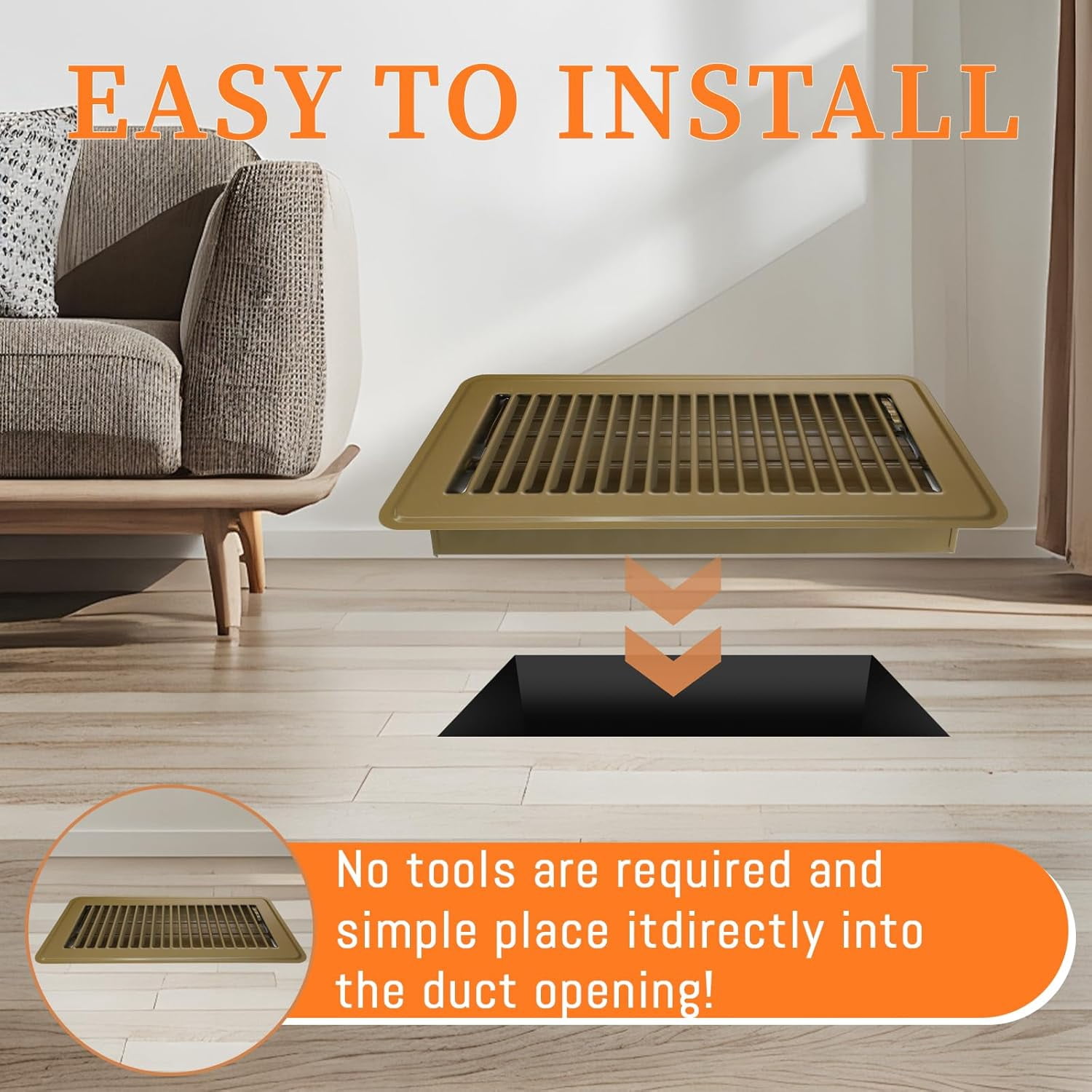 VIB 4" x 12" Brown Floor Register Vent Cover, 3 Pack Walkable Floor Grates with Adjustable Airflow, Powder-Coated Metal Vent Covers for Floor Wall Ceiling