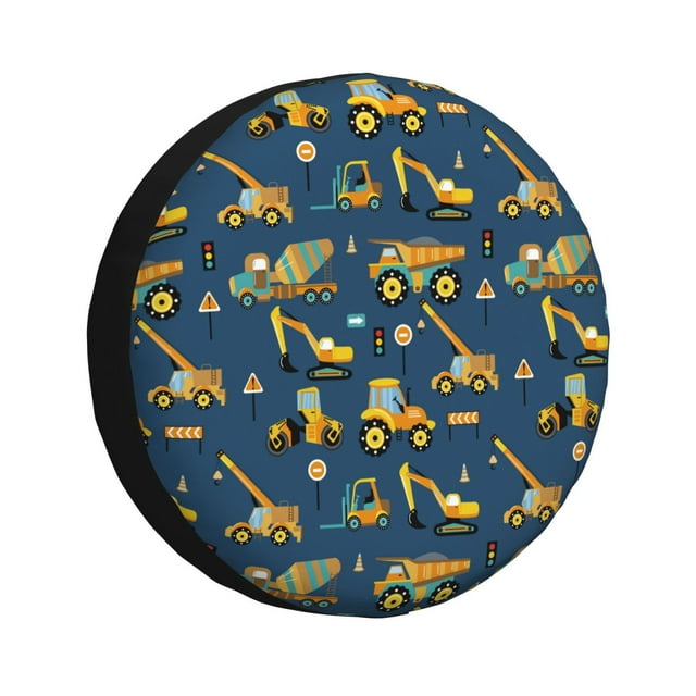 Lsque Modern Excavator Pattern Tire Covers - Tough Tire Wheel Protector for Truck, SUV, Trailer, Camper, RV-15 inch
