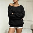 thumbnail image 4 of Black Off The Shoulder Tops for Womens Preppy Y2K College Teen Slouchy Drop Shoulder Sweatshirts Long Sleeve Waffle Pullover Clothes 2026, 4 of 5