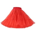 thumbnail image 3 of VBTAPA Tutu for Women Layered Fluffy Tulle Skirt Elastic Waist Princess Ballet Dance Underskirt Petticoat Pleated Mini Skirts Red Free Size, 3 of 3