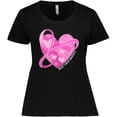 thumbnail image 3 of Inktastic Breast Cancer Awareness Pink Ribbon Around Heart Women's Plus Size T-Shirt, 3 of 5