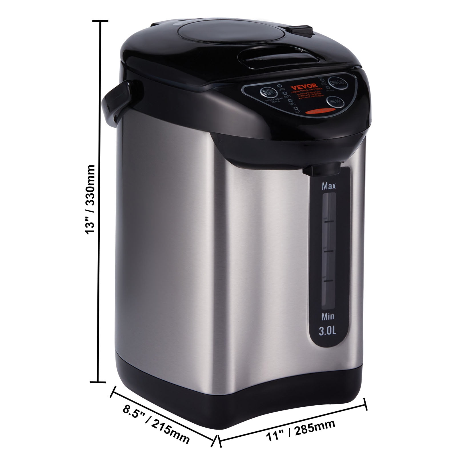 VEVOR Hot Water Dispenser, Adjustable 4 Temperatures Water Boiler and Warmer, 304 Stainless Steel Countertop Water Heater, 3-Way Dispense for Tea, Coffee and Baby Formula, 3L/102 oz
