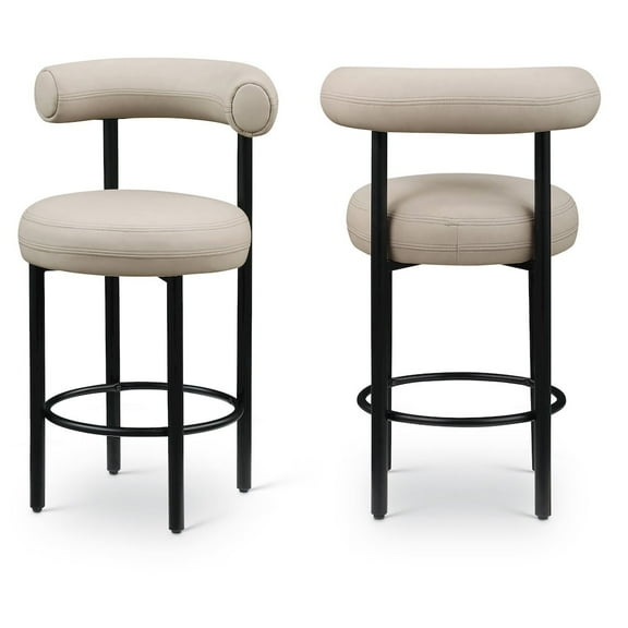 Meridian Furniture Bordeaux Taupe Vegan Leather Counter Stool (Set of 2)