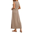 thumbnail image 4 of Fantaslook Womens Maxi Dress Round Neck Sleeveless Sundress Loose Split Wrinkle-Free Summer Long Dresses with Pockets, 4 of 8
