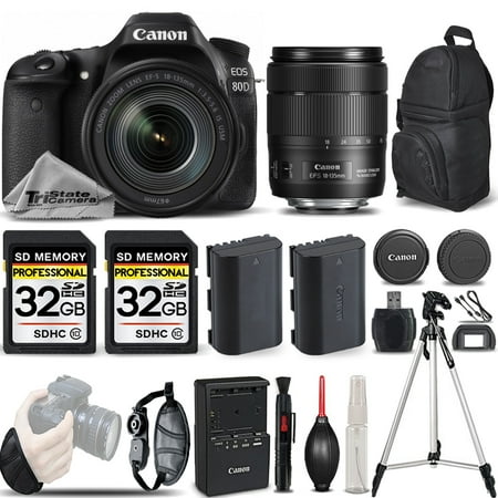 - Canon EOS 80D DSLR Camera with 18-135mm USM Lens +WRIST GRIP +EXT BATT -64GB KIT
