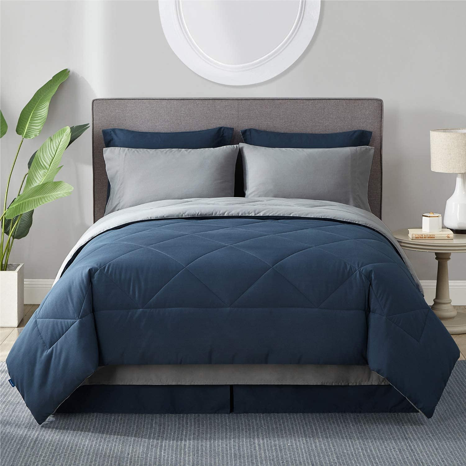 Microfiber Reversible Bedding Sets 8, Light Grey King Bed Sheets