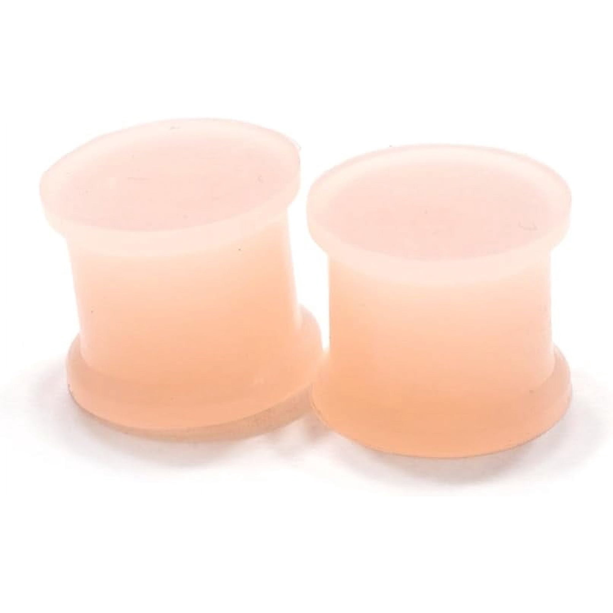 Satix 2PCS Peach Skin Color Flesh Tone Silicone Double Flared Plugs Ear Tunnels Expanders Stretcher Hiding Hide Hider Retainer Gauges Piercing Jewelry