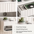 thumbnail image 5 of Joyyskill Floating Nightstand with Drawer Set of 2, Small Wall Mounted Bedside End Table, Modern Fluted Night Stand, White, 5 of 7