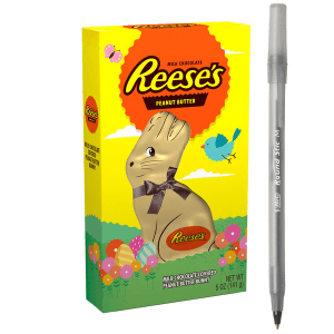 Reese's Milk Chocolate Peanut Butter Bunny, Easter Candy Gift Box, 5 oz with pan