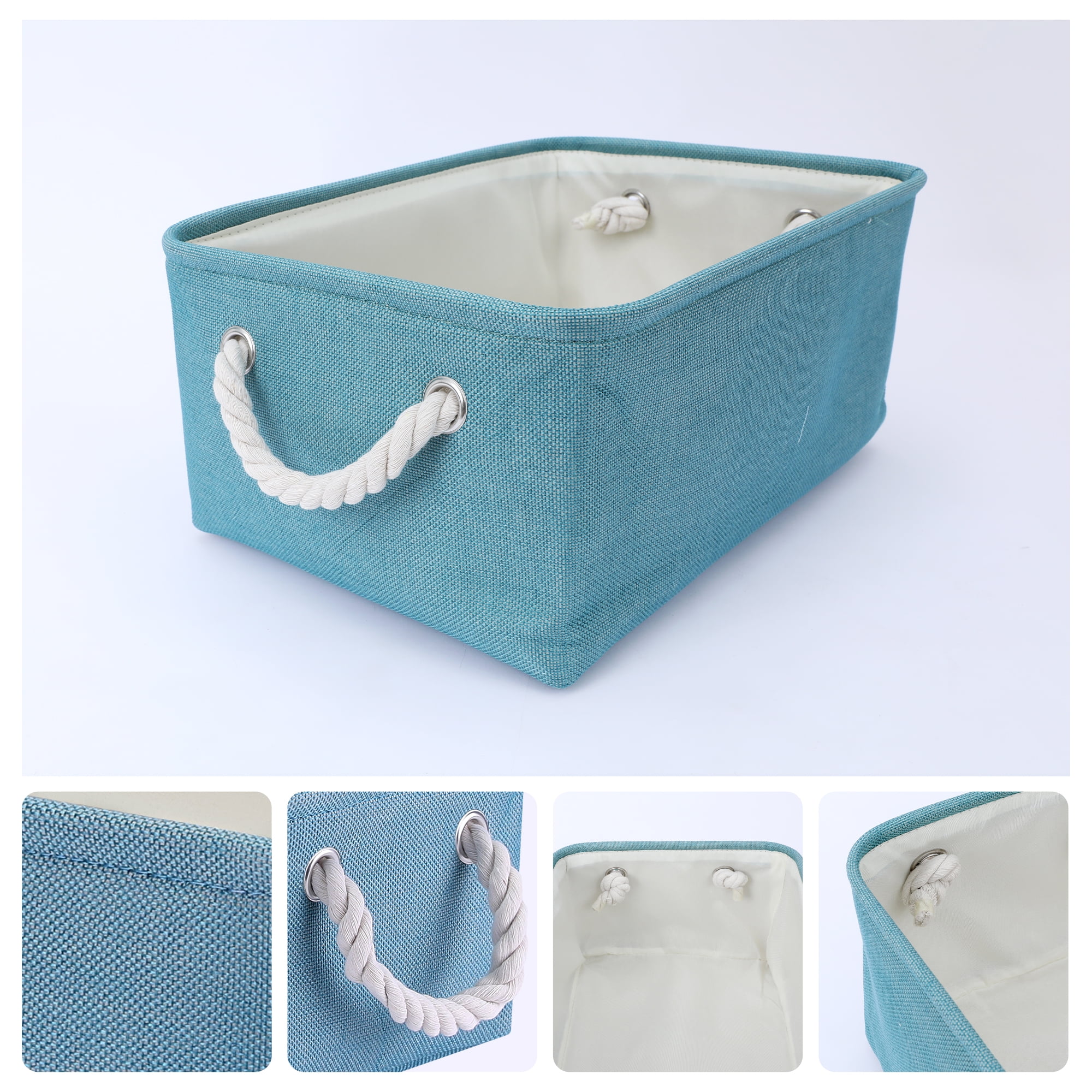 Unique Bargains Fabric Storage Cube Storage Bin Storage Basket Blue 12*8*6in