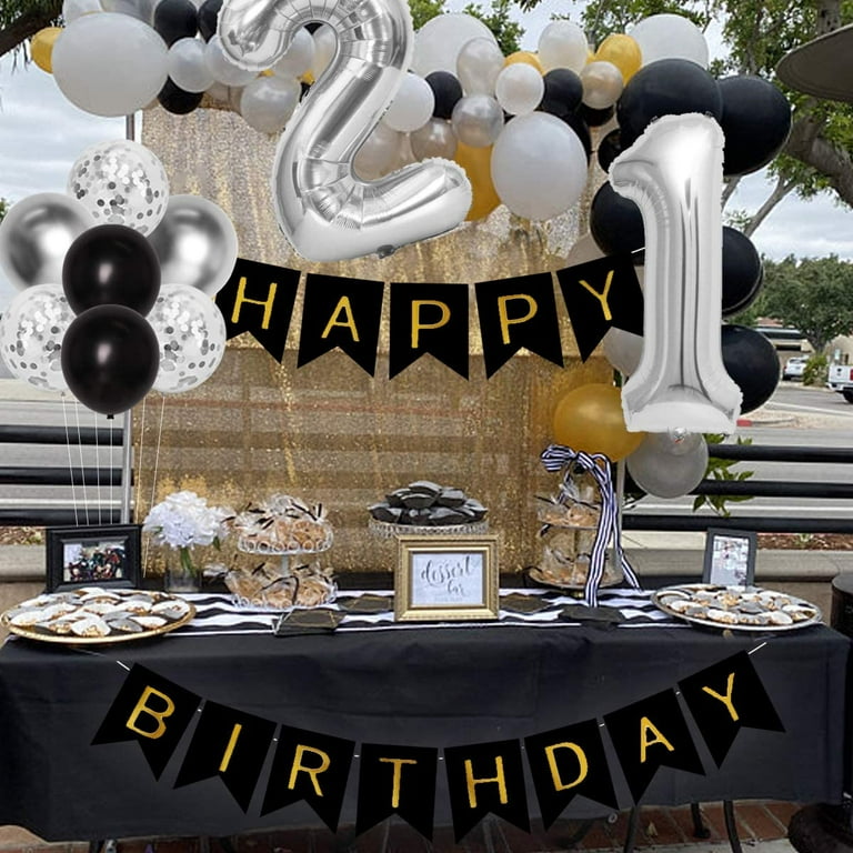 21st Birthday Decorations Silver And Black Finally Legal For Him Men Happy 21 Years Old Party Supplies Balloon Banner Cake Topper Com