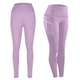 thumbnail image 6 of Women's High Waisted Yoga Leggings with Pockets Buttery Soft Workout Leggings Lounge Gym Pilates Running Pants Light Purple 3XL, 6 of 7