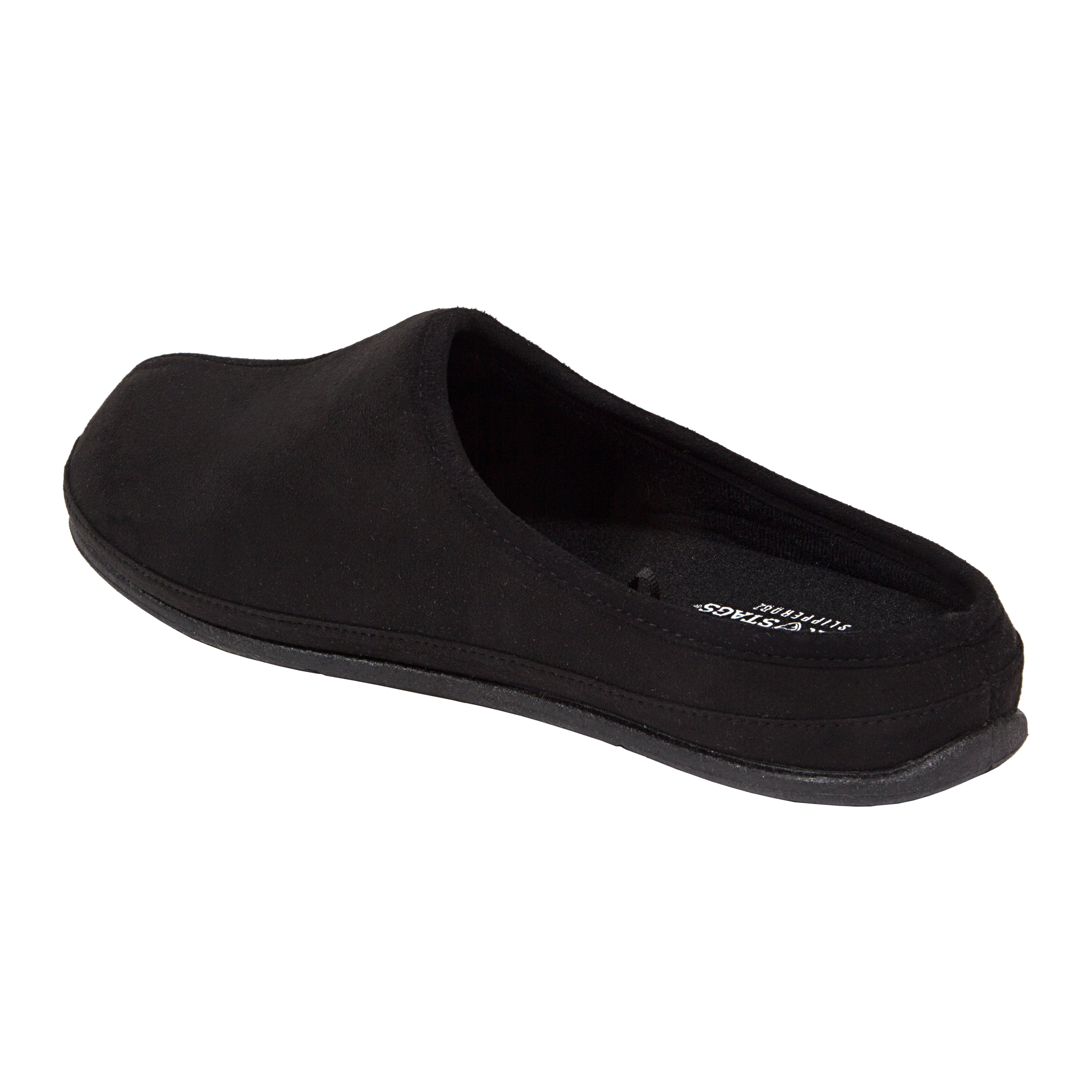 DEER STAGS SLIPPEROOZ Mens Black Shock Absorption Comfort Wherever Round Toe Slip On Slippers Shoes 12 M
