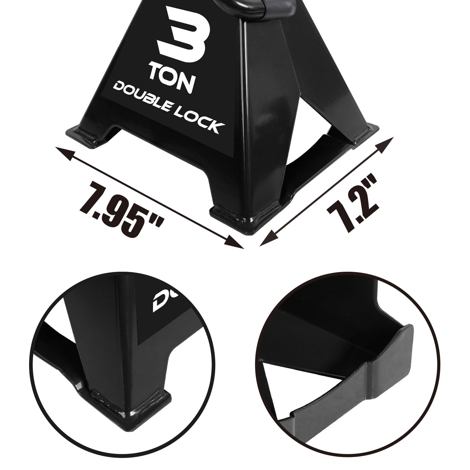 Torin 3 Ton Heavy Duty Jack Stands Double Locking Pins Car Jack Stand, Black, 1 Pair, W43005AB