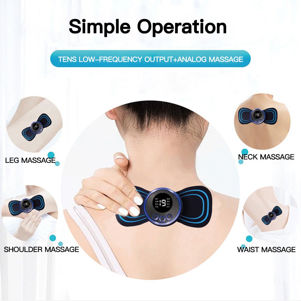 Masseur électrique à Impulsions EMS Pour Cou, Dos Et Corps - Rechargeable Avec Patchs
