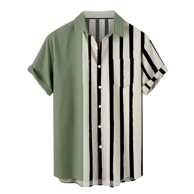 Pompotops Chemise à Manches Courtes à Motif Imprimé Décontracté pour Hommes en Solde