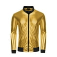 thumbnail image 5 of INSPIRE CHIC Men's Jackets Shining Bomber Shiny Reflective Zip Up Ribbed Cuffs Jackets S Golden, 5 of 6