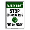 thumbnail image 1 of Stop Safety First Contagious Disease Cover Your Face Novelty Display Unique Office Notice Outdoor Health and Safety Aluminum Metal Sign 12"x18", 1 of 5