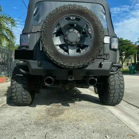 2//4DR Dual CatBack Exhaust Muffler System For 07-17 Jeep Wrangler JK Flat Black