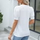 thumbnail image 4 of Blusa blanca de manga corta abullonada para mujer, cuello redondo, diseño calado, ropa informal de oficina, talla XL, verano, 4 of 6
