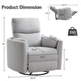 thumbnail image 3 of Merluxy Power Swivel Recliner Chair with USB Charging & 2 Pillows, Glider Rocker for Nursery and Living Room, Grey Fabric, 3 of 9