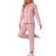 thumbnail image 4 of INSPIRAR CHIC Conjunto de Pijamas para Mujeres, Parte Superior de Manga Larga con Botones y Pantalones, Juego de Pijamas a Juego de Dos Piezas para Navidad, Talla M, Rosa Claro, 4 of 6