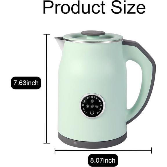 Electric Tea Kettle with Keep Warm 1L, LED Digital Display, Automatic Shut Off, Fast Boil, Stainless Steel Electric Kettle, Green