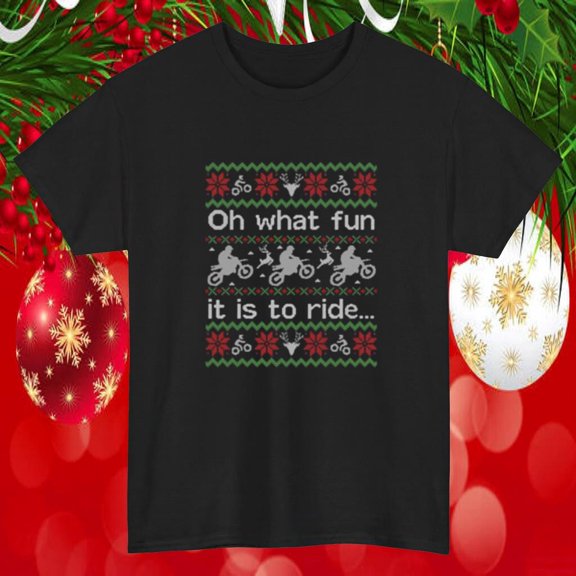 Ugly Christmas Sweater Fun To Ride Dirtbike Art Unisex T-Shirt, up to size 5XL