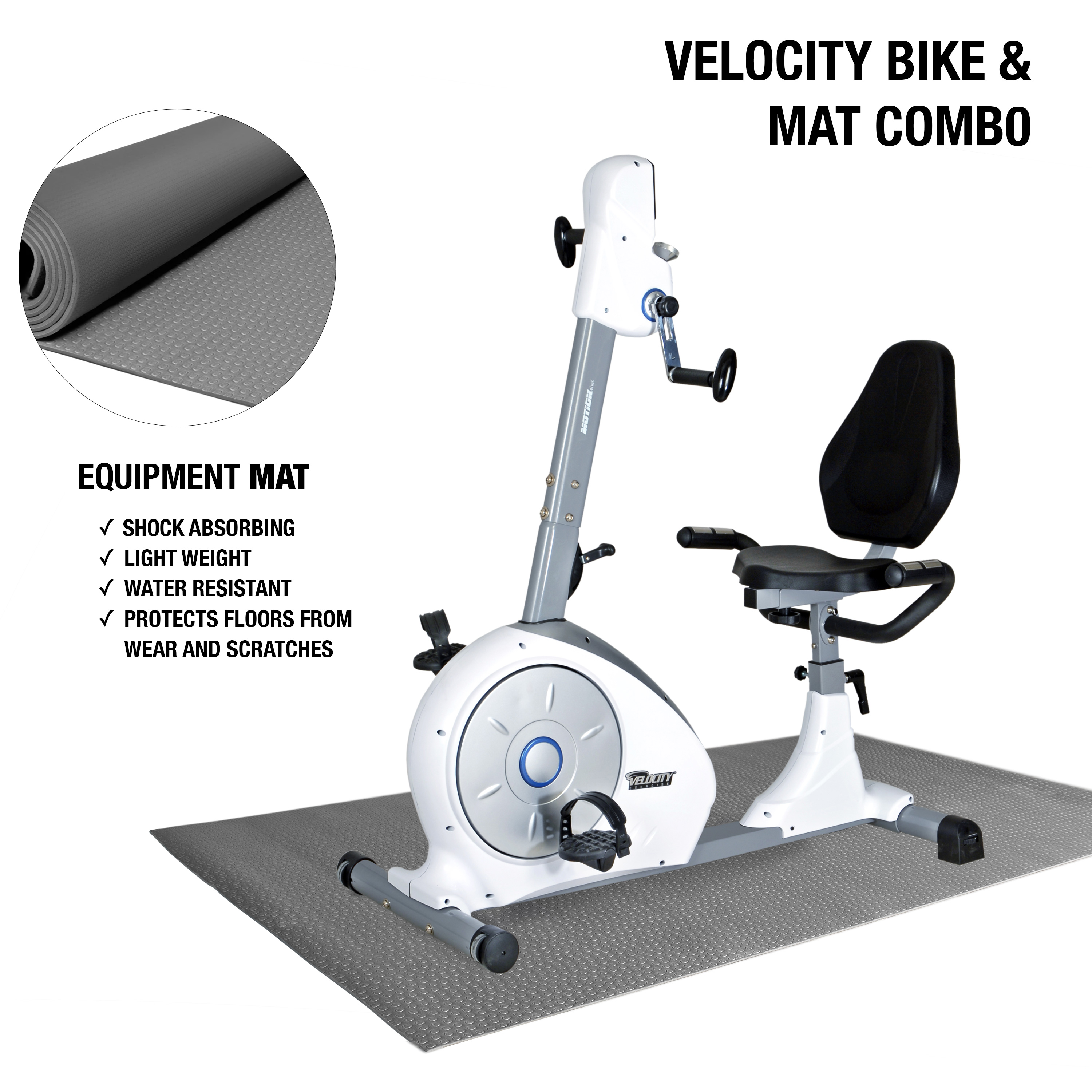 Velocity Exercise Dual Motion Recumbent Exercise Bike and Equipment Mat Combo - image 2 of 10