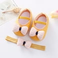 thumbnail image 6 of 2pcs/Set Newborn Baby Girl Princess Mary Jane Shoes Toddler Infant Wedding Dress Flat Shoes with Free Headband, 6 of 6