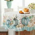 thumbnail image 2 of Oval Fall Tablecloth,Thanksgiving Fall Harvest Pumpkin Table cloth,Blue and White Buffalo Plaid Polyester Waterproof Wrinkle-resistant Durable Tablecloth for Autumn,Thanksgiving,Home Decor 60x120In, 2 of 6