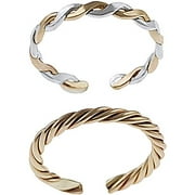 Sterling Silver Handcrafted Rope and Braided Toe Ring Set