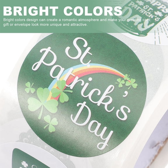 Masteelf St. Patrick's Day Craft Stickers, 2 Rolls for Scrapbooking, Wrapping, Holiday Decorations, and Projects