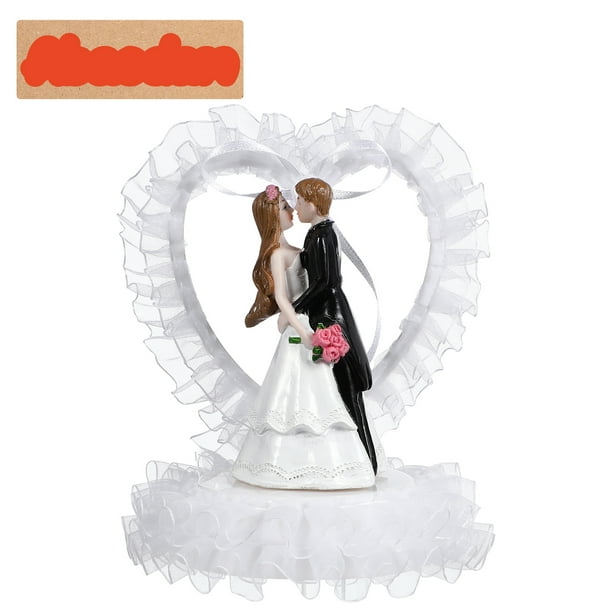 Decoración de pasteles Adornos de figuras de la pareja de novios para novios para la decoración de la mesa de bodas Decoración del automóvil