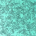 thumbnail image 1 of Ahgly Company Indoor Square Oriental Turquoise Blue Industrial Area Rugs, 7' Square, 1 of 4