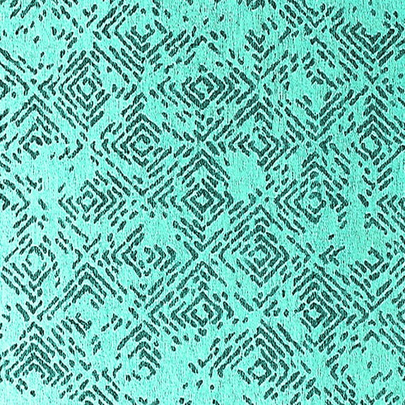 Ahgly Company Indoor Square Oriental Turquoise Blue Industrial Area Rugs, 7' Square