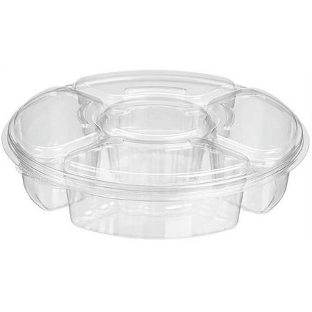 

Inline Plastics 4 Compartment Party Platter with Lid 115 Ounce -- 50 per case.