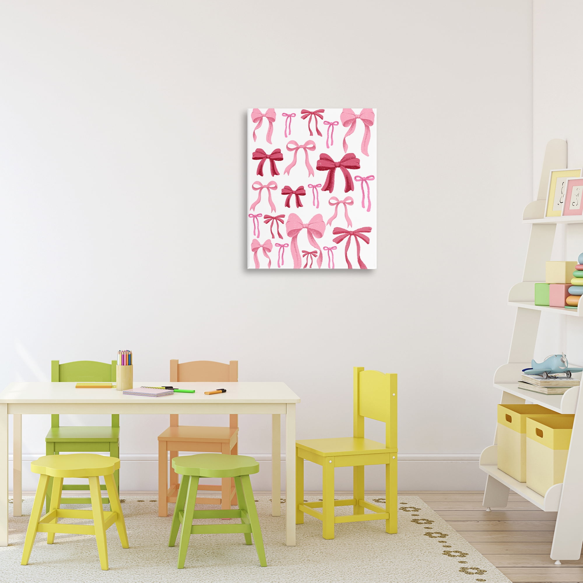 Stupell Industries Bows All Over Pink & Red Canvas Wall Art, design by Marcus Prime