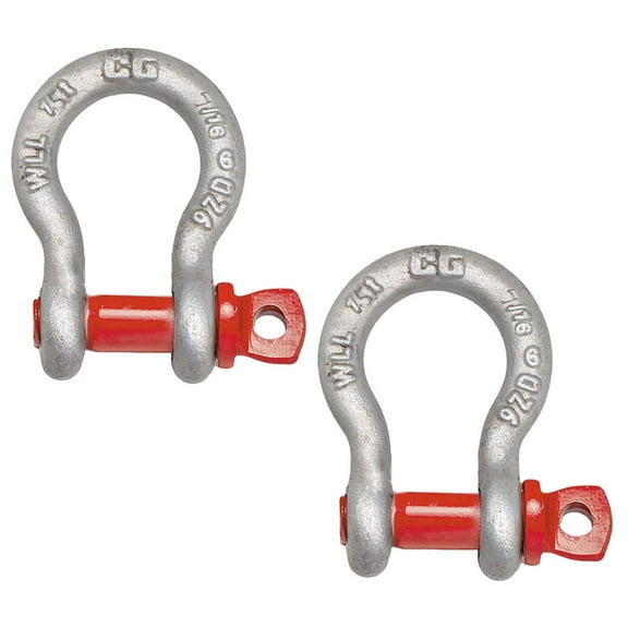 2 Pack Crosby G-209, 7/16"Anchor Shackle Forged Carbon Steel w/Alloy Screw Pin Shackle Load Limit # 1.5Tons (19,800 lbs)| Heavy Duty D Ring Shackle for Vehicle Recovery - 1018437