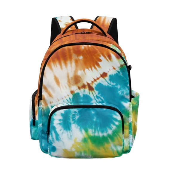 SCRAWLGOD Tie-Dye Print Multicolored School Backpack for Boys Girls Backpack for Kids Teens Elementary Middle School 17” Large Knapsack with Padded Strap