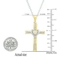 thumbnail image 5 of Dazzlingrock Collection 4mm Heart Opal & Round White Diamond Heart Cross Pendant for Women with 18 Inch Silver Chain (0.05 ctw, Color I-J, Clarity I1-2) in 18K White & Yellow Gold, 5 of 6