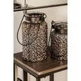 thumbnail image 2 of DecMode Black Glass Textured Candle Lantern, 2 of 8