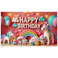 thumbnail image 2 of Colorful Unicorn Themed Happy Birthday Banner with Stars Clouds and Rainbow Background Party Decoration for Birthday Party Photography Props Backdrop Decorations, 2 of 7