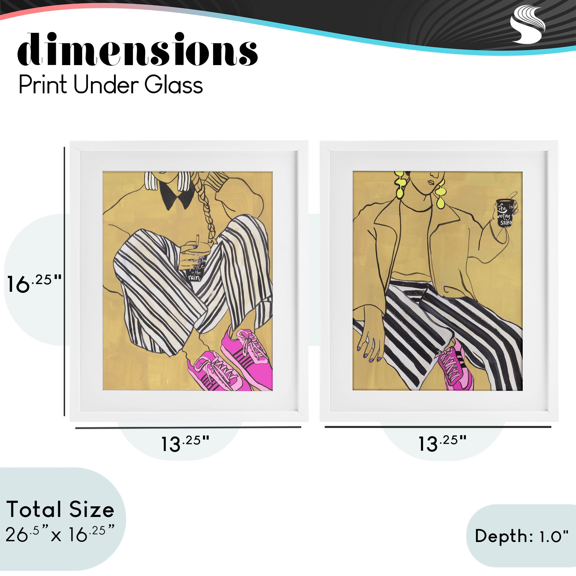 Stupell Industries Crimson Thread Fashion Poses 2 Piece White Framed Print Under Glass Set, design by Melissa Wang