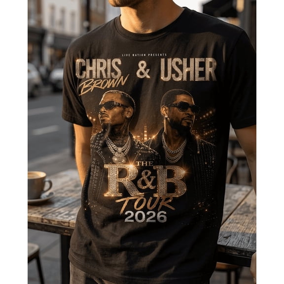 Vintage Chris Brown & Usher R&B Tour 2026 Bootleg Graphic Concert T-Shirt